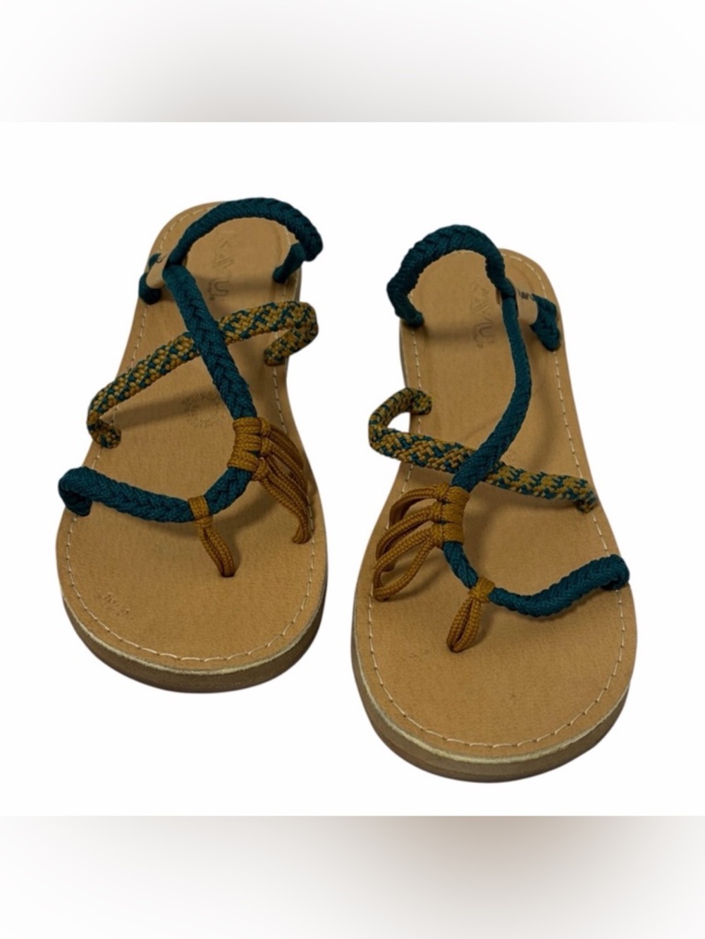 Kavu Forest Green & Brown Braided Rope Sling Sandals - NWOT- Size 9